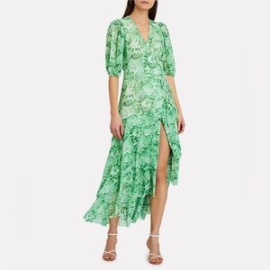 green emerald velvet dress GANNI 